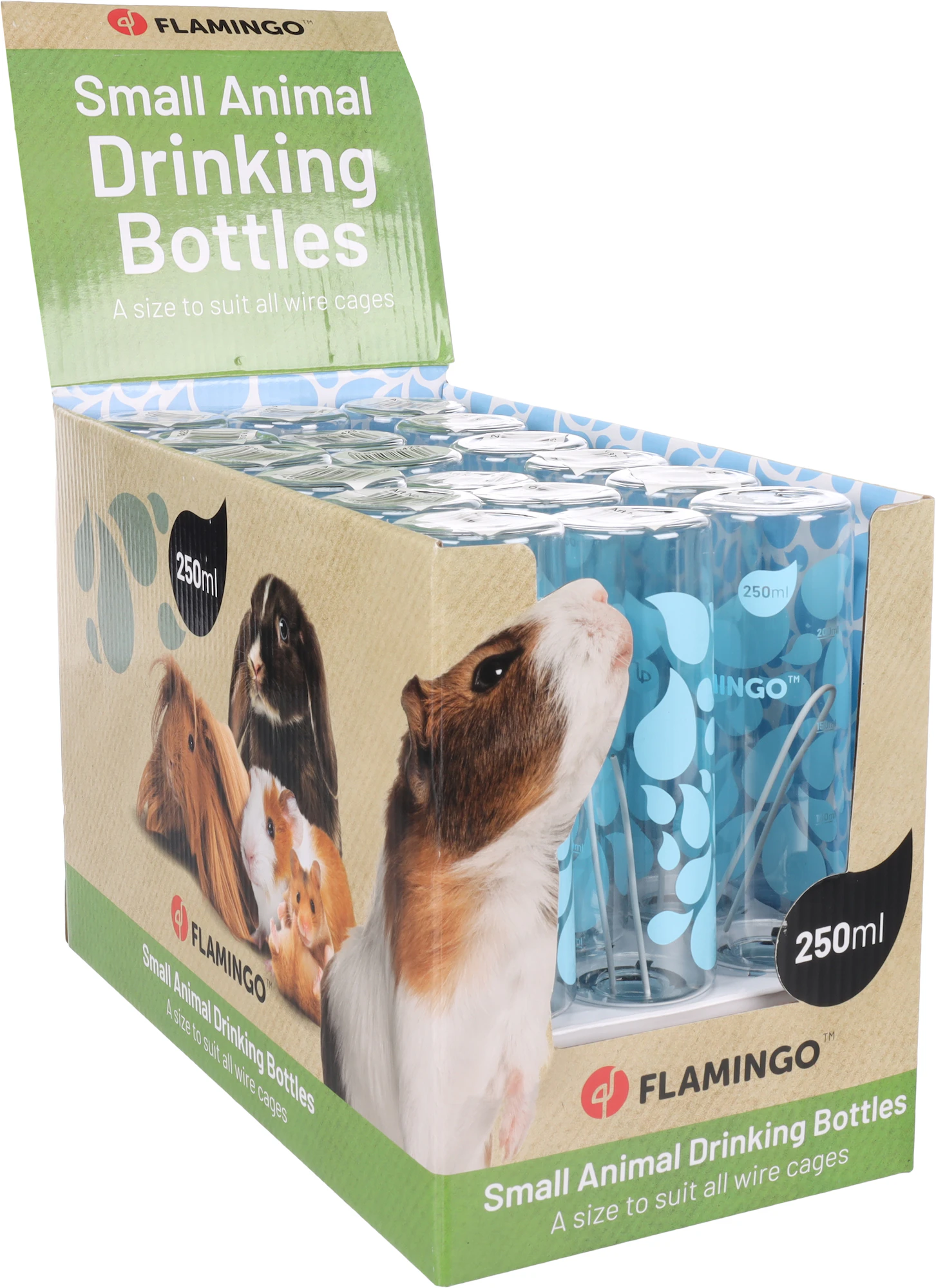 Biberon Flamingo Sippy 500 Ml Bleu - Pour Rongeurs - Avec Indicateur De Niveau Et Fil De Suspension