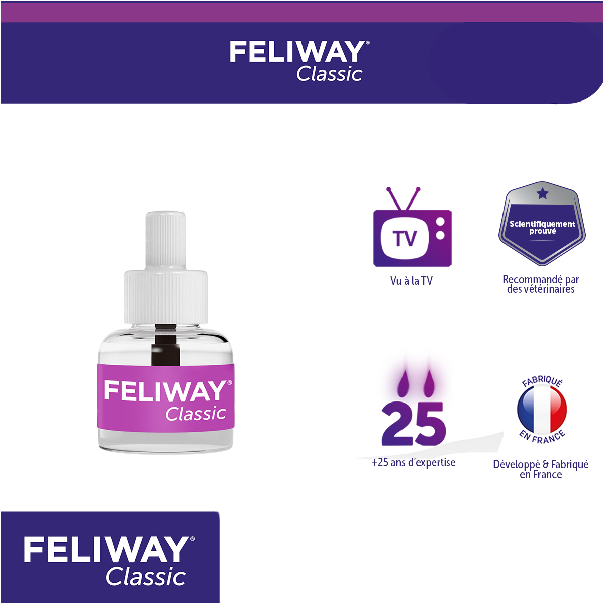 Recharge Feliway Classic Pour 1 Mois - Anxiété-Comportement-Stress Chat -  Compléments alimentaires Feliway