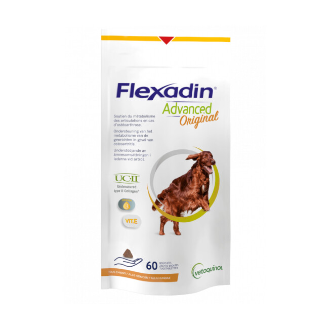 FLEXADIN : Supplément nutritionnel pour le soutien du métabolisme  articulaire chez le chien et le chat.